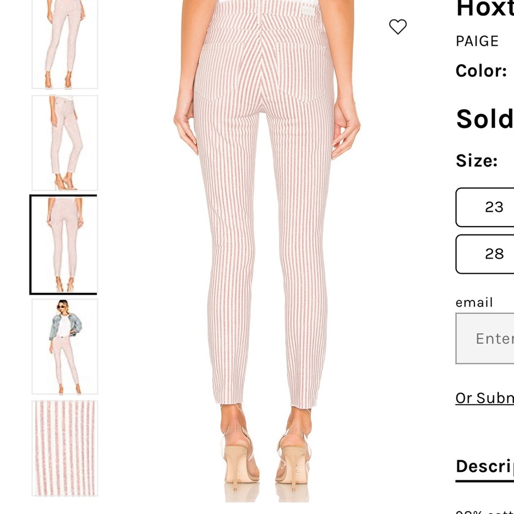 PAIGE Houston Ankle Blossom Pink Stripe Jeans - Picture 12 of 13
